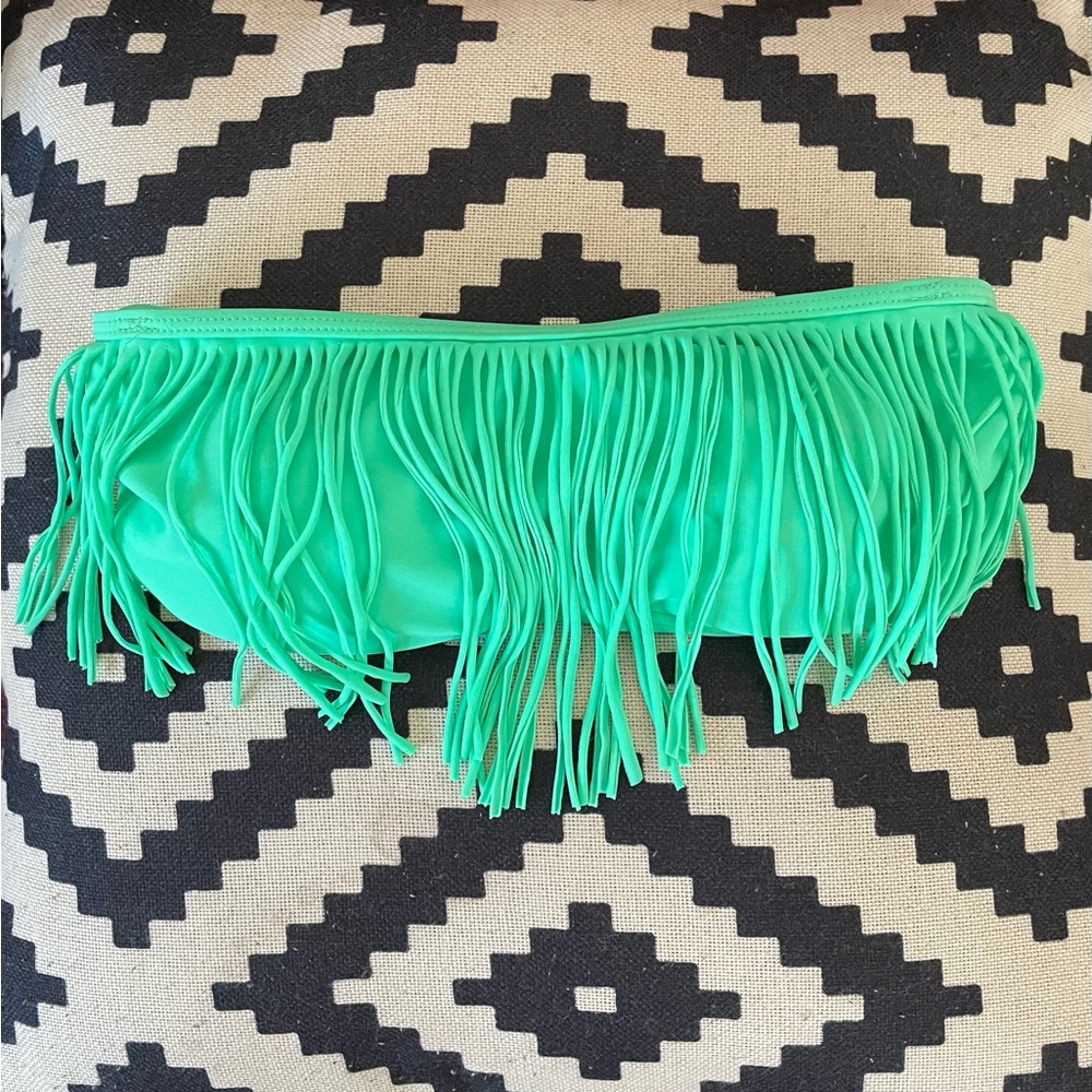 Damsel Mint Bandeau Fringe Bikini Top